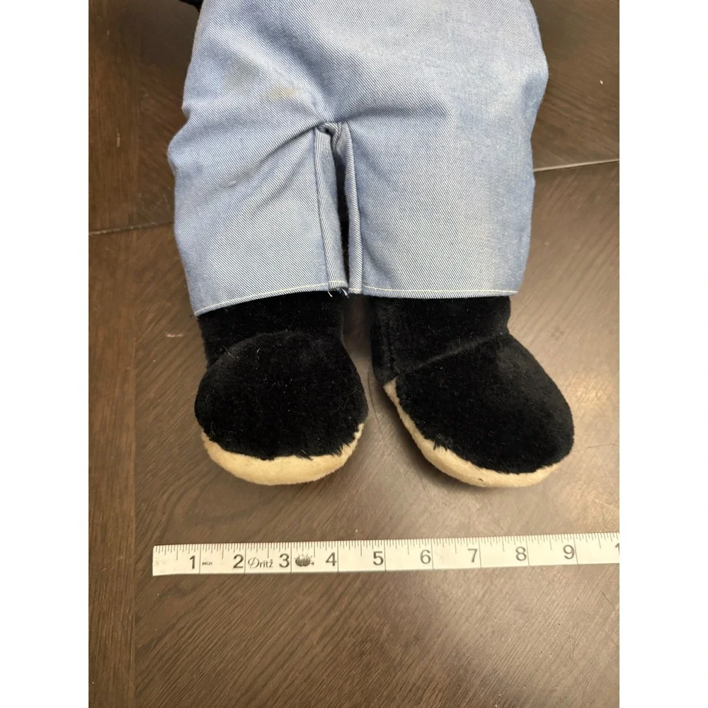 Vintage‎ Musical Panda Plush Bear in Denim Overalls Engineer Hat & Bandana 21